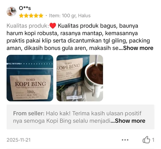 Testimoni pelanggan Kopi Bing