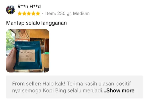 Testimoni pelanggan Kopi Bing
