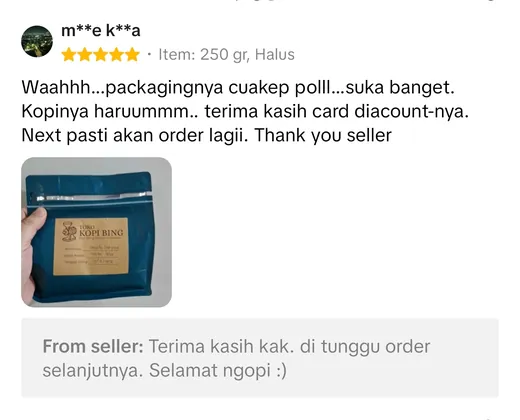 Testimoni pelanggan Kopi Bing