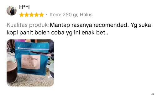 Testimoni pelanggan Kopi Bing