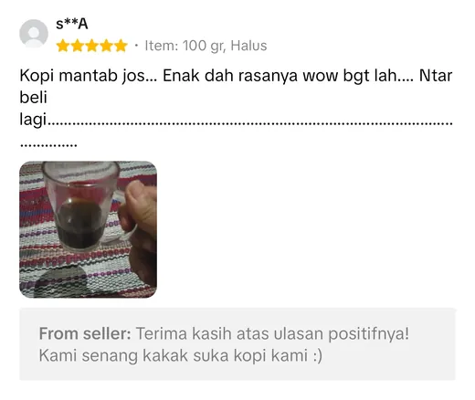 Testimoni pelanggan Kopi Bing
