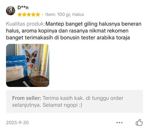 Testimoni pelanggan Kopi Bing