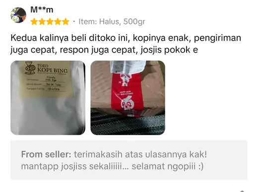 Testimoni pelanggan Kopi Bing